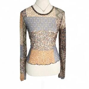 Altard State Patterned Paisley Geometric Sheer Layering Long sleeve size medium